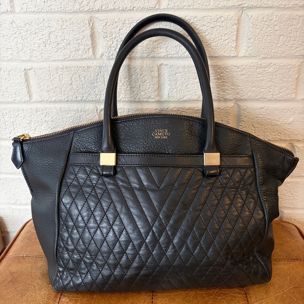 Vince Camuto Darcy Black Quilted Satchel